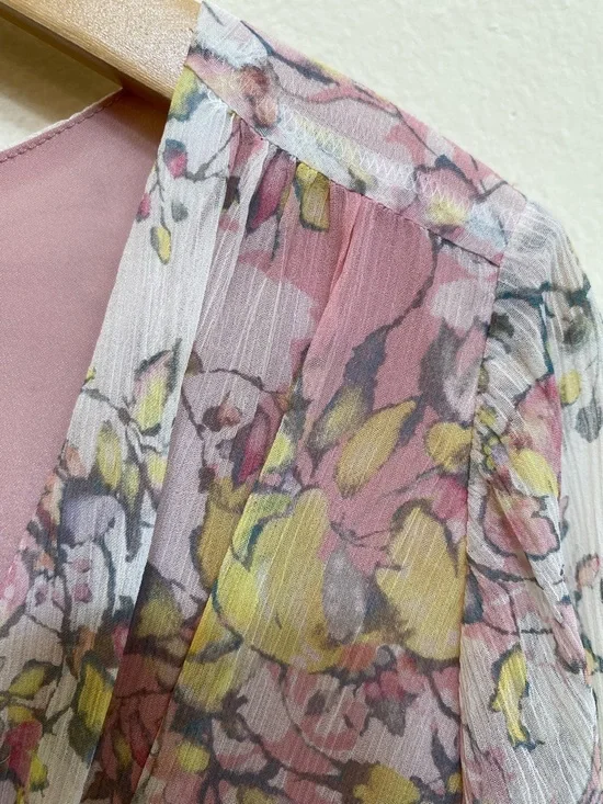 Sundance Silk Floral Wrap Dress Pink Boho Cottagecore Long Sleeve Size 6 NWT - Picture 7 of 13